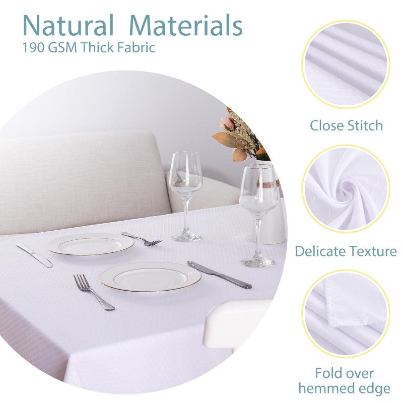JUCFHY Jacquard Morrocan Rectangle Christmas Table Cloth Oil-Proof Spill-Proof and Water Resistance Tablecloth,Decorative Fabric Table Cover for Outdoor and Indoor Use,52 x 70 Inch,White - Image 3